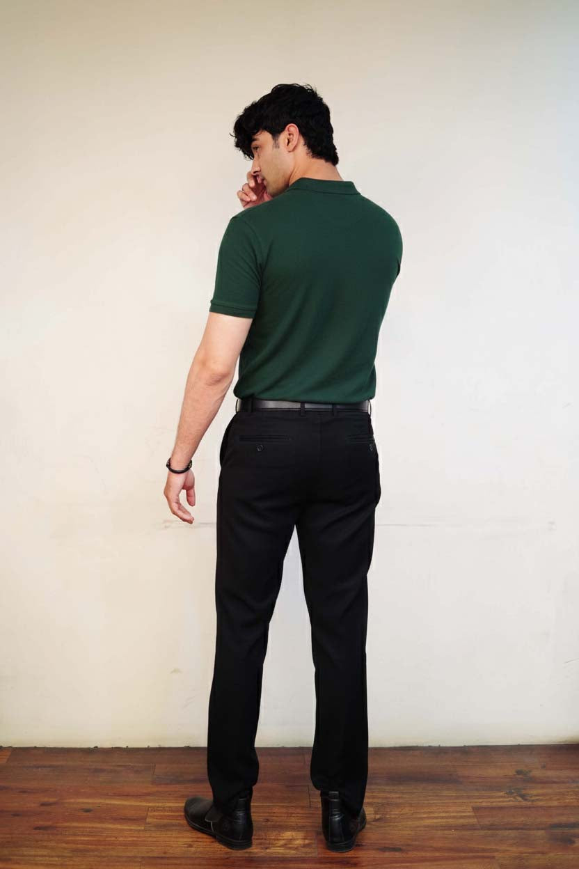 Men's Dark Green Polo T-Shirt - Regular Fit, Half Sleeve