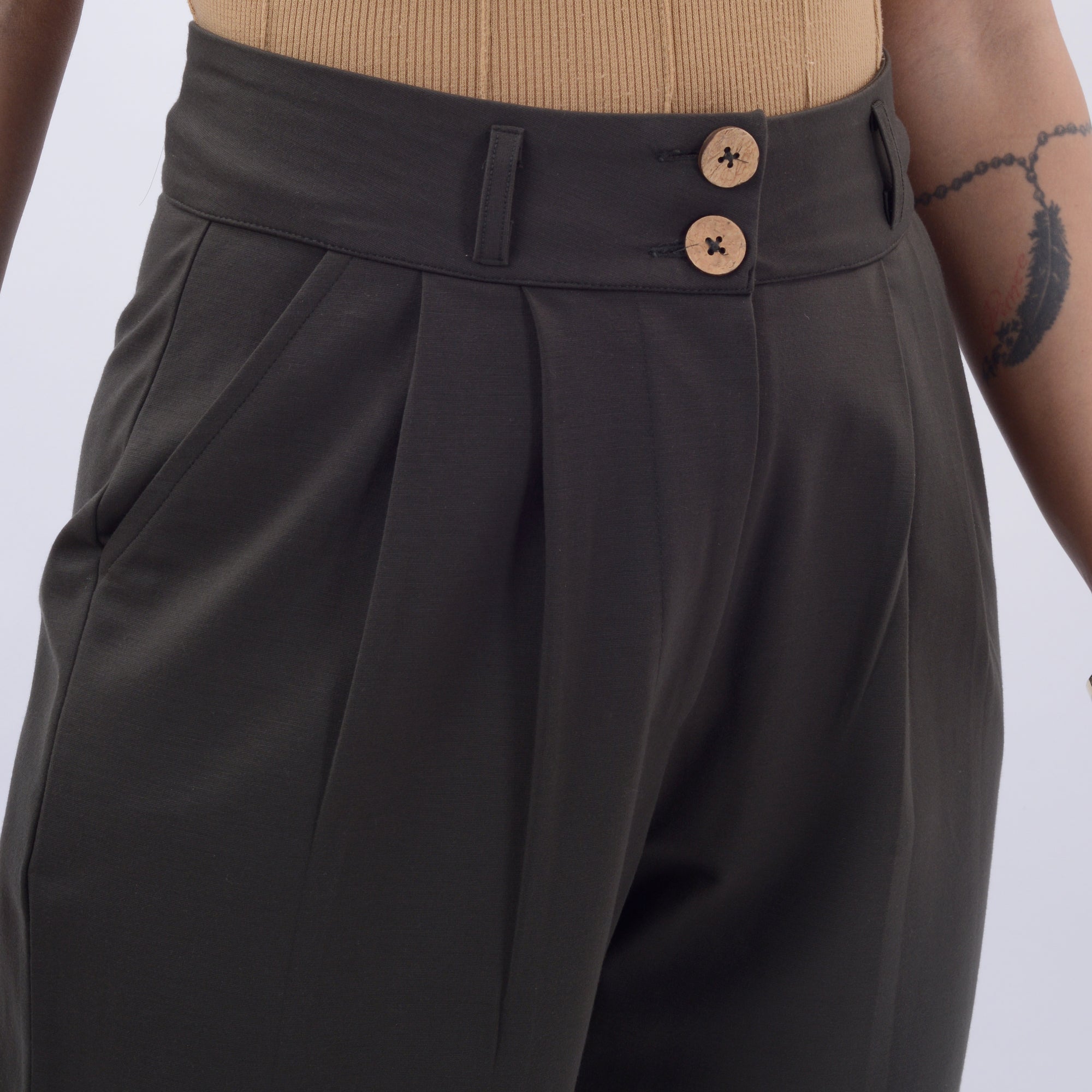 BROAD LEG PANTS WITH SPANDEX WFB1008