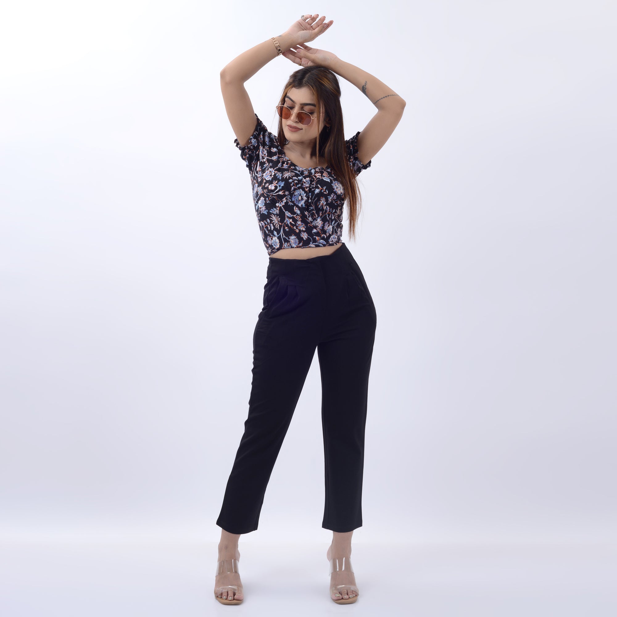 STRAIGHT FIT PLEATED TROUSERS WITH SPANDEX WFB1002