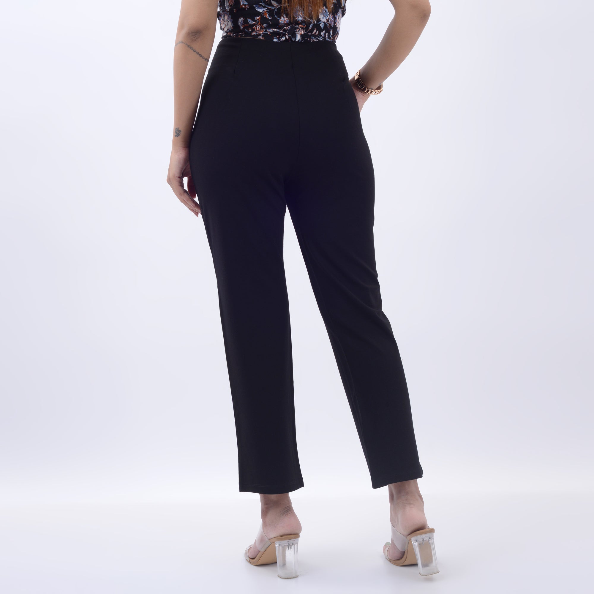 STRAIGHT FIT PLEATED TROUSERS WITH SPANDEX WFB1002