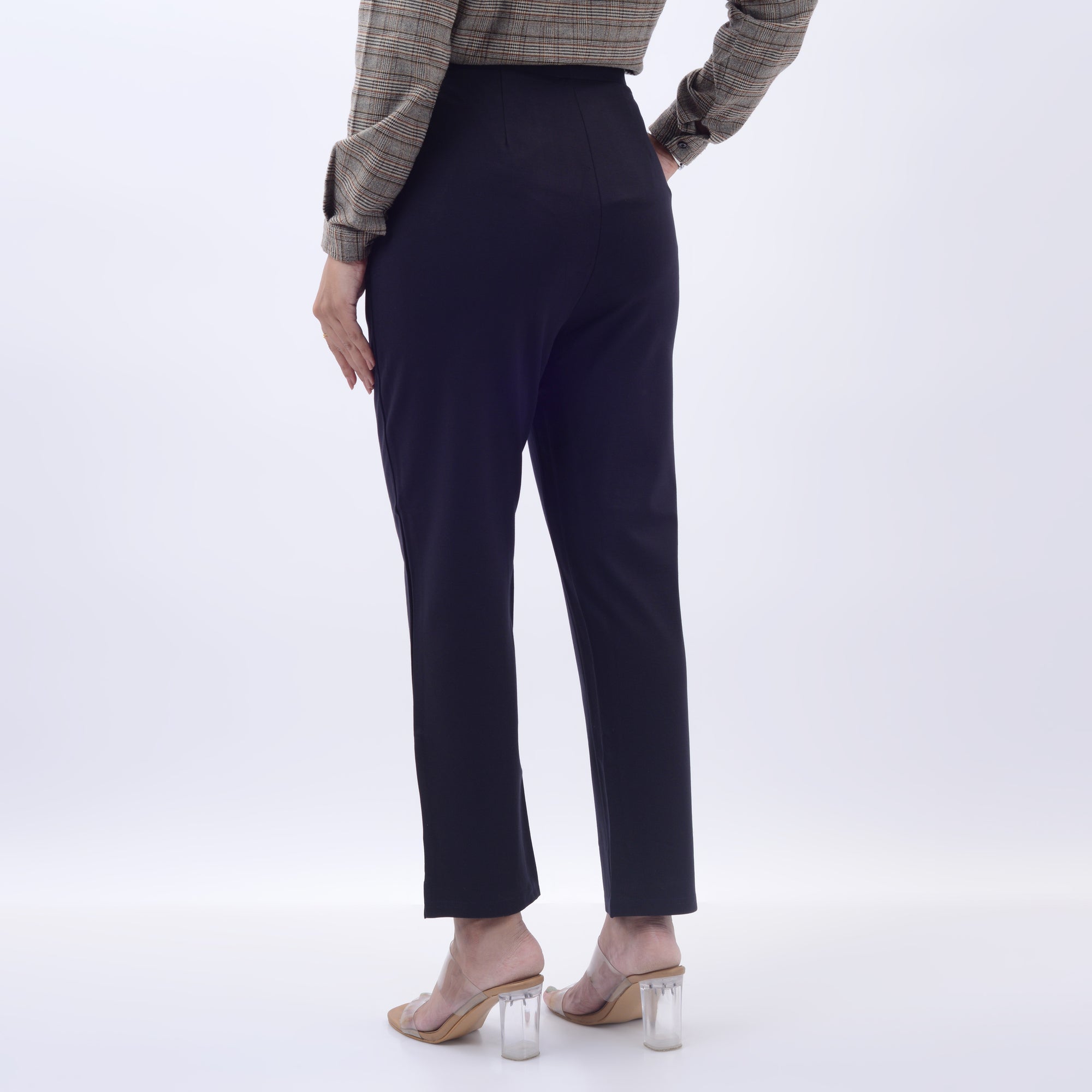 STRAIGHT FIT PLEATED TROUSERS WITH SPANDEX WFB1003