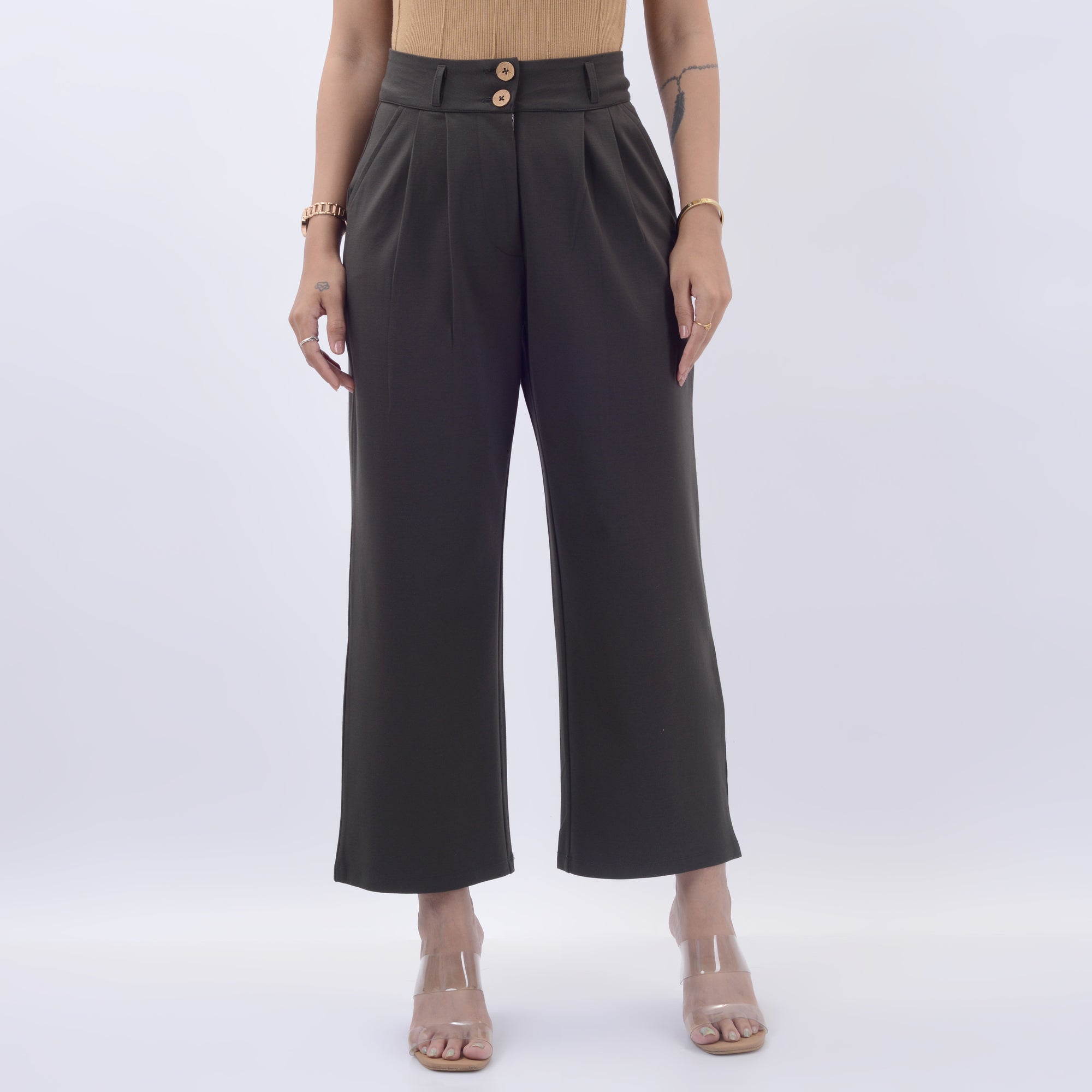 BROAD LEG PANTS WITH SPANDEX WFB1008