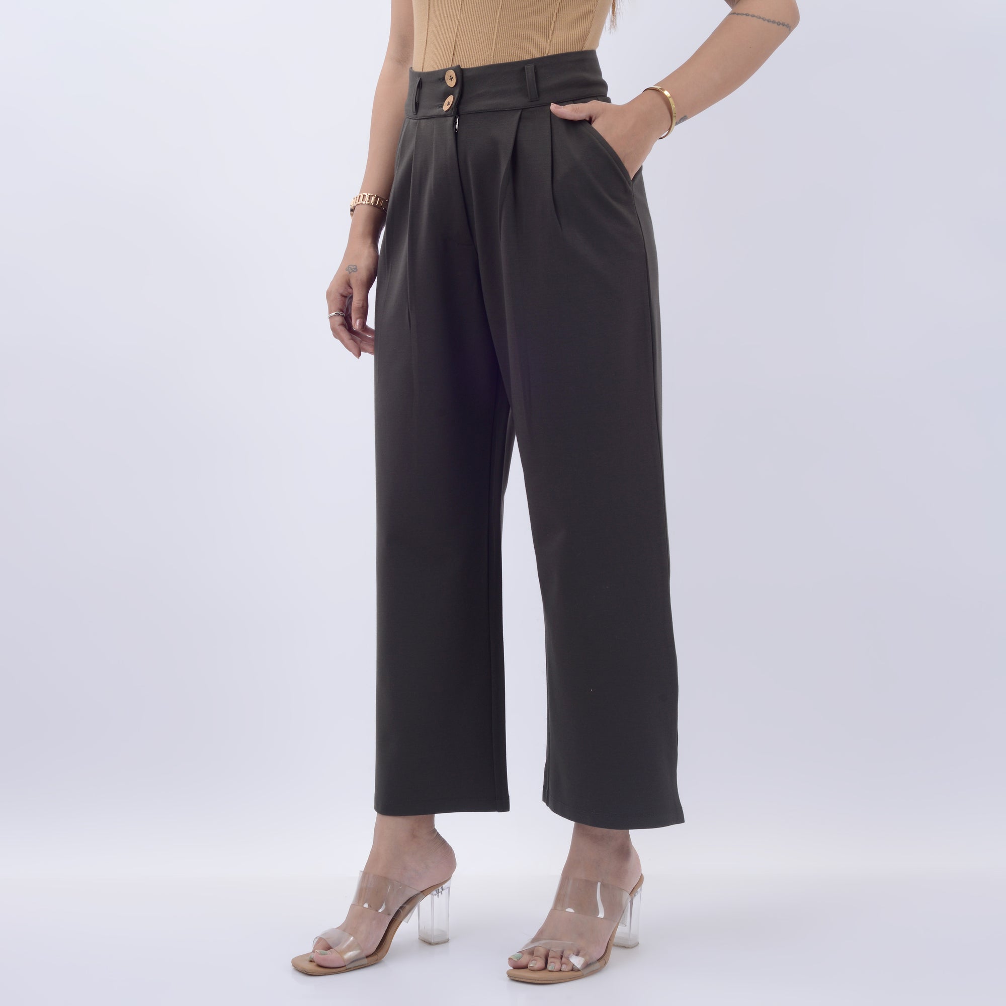 BROAD LEG PANTS WITH SPANDEX WFB1008