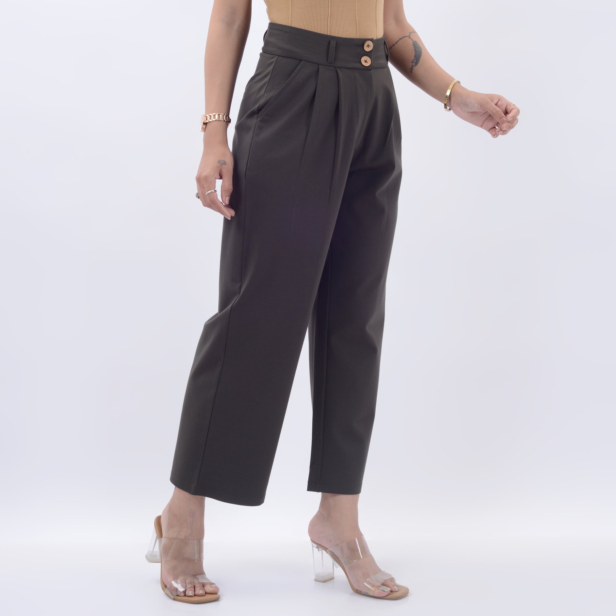 BROAD LEG PANTS WITH SPANDEX WFB1008
