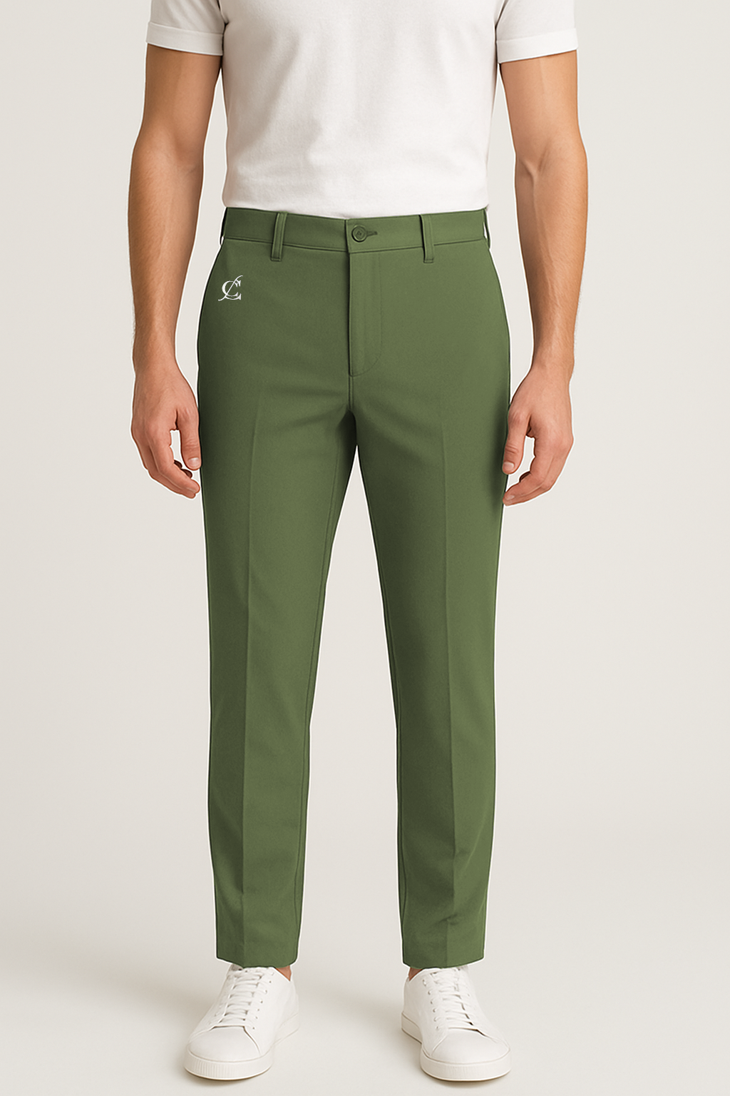 Elegant Green Office Wear Formal Trousers