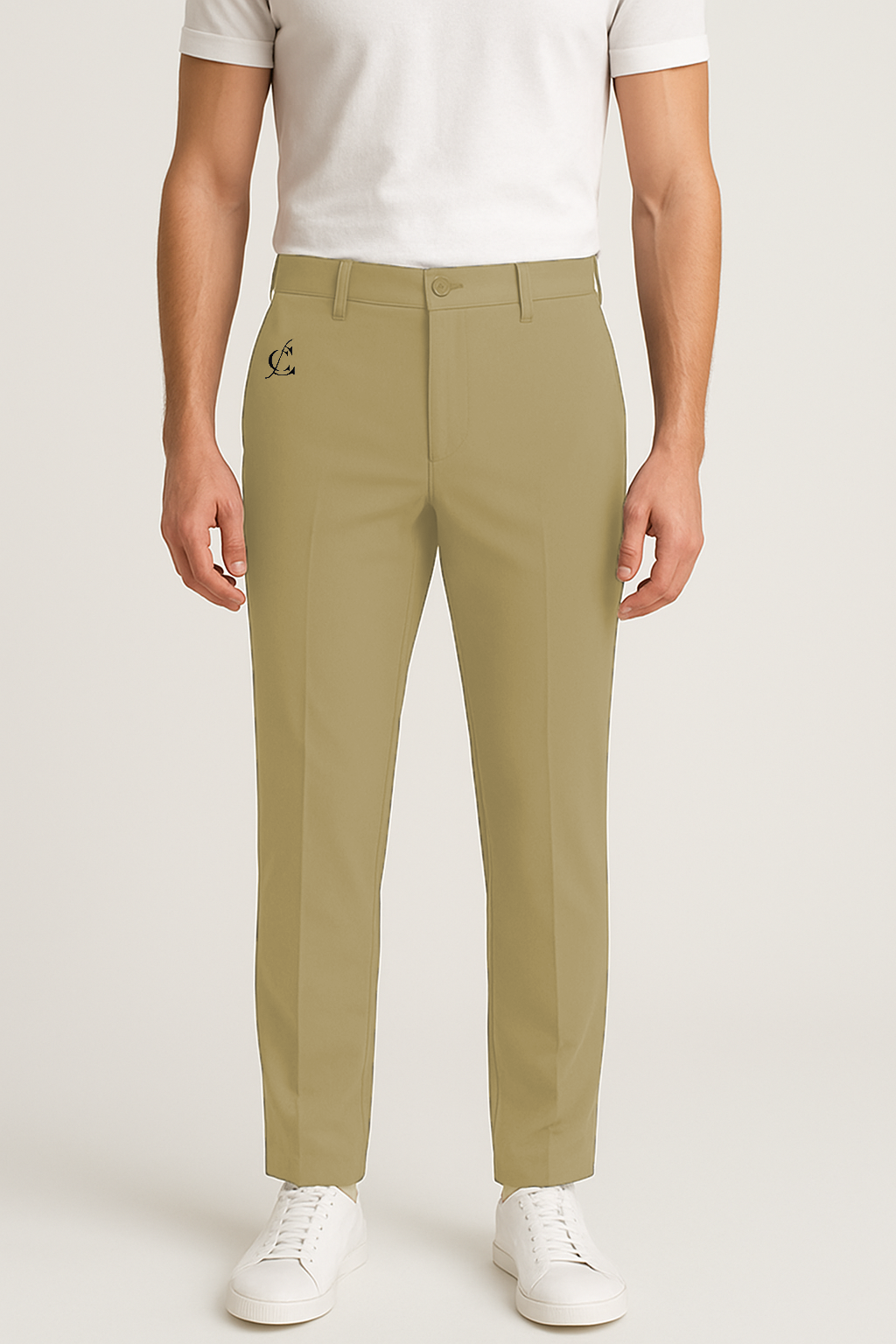 Light Skin Slim-Fit Office Wear Trousers
