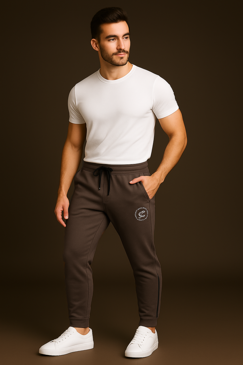 Men’s Casual Athletic Joggers with Logo Detail