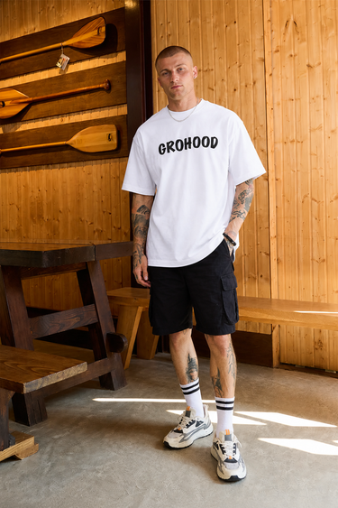 GROHOOD Oversized White Graphic T-Shirt for Men | Drown In Thought Back Print | Premium Cotton Streetwear Tee
