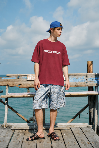 GROHOOD Oversized Maroon Graphic T-Shirt for Men | Dragonfly Back Print Streetwear Tee | Premium Cotton Relaxed Fit