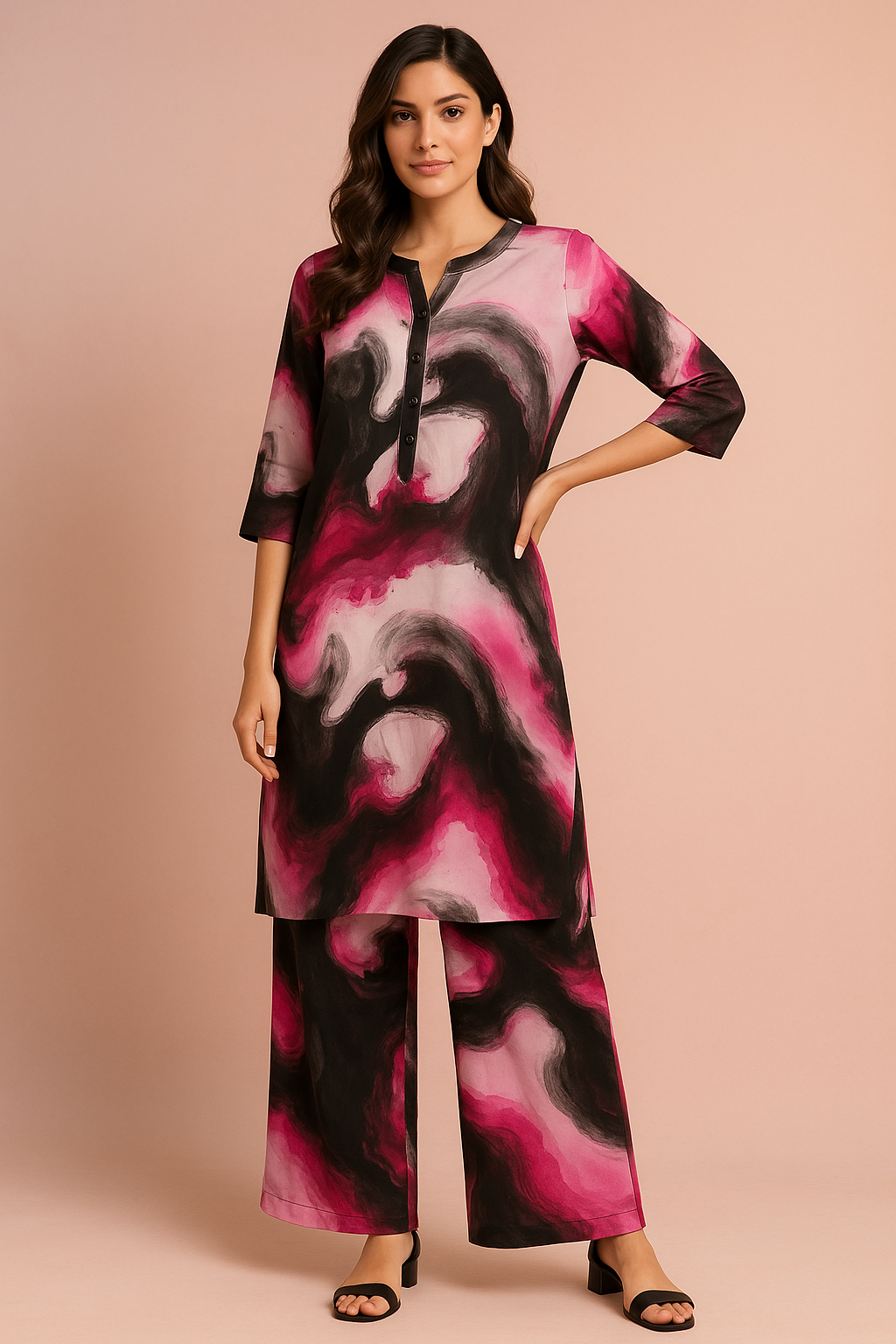 Crimson Aura Abstract Printed Kurta Set