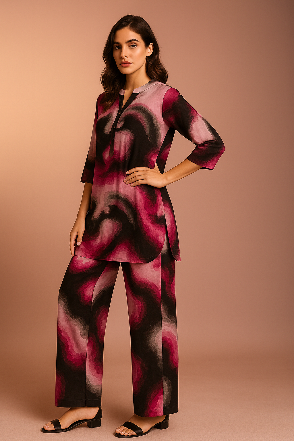 Crimson Aura Abstract Printed Kurta Set