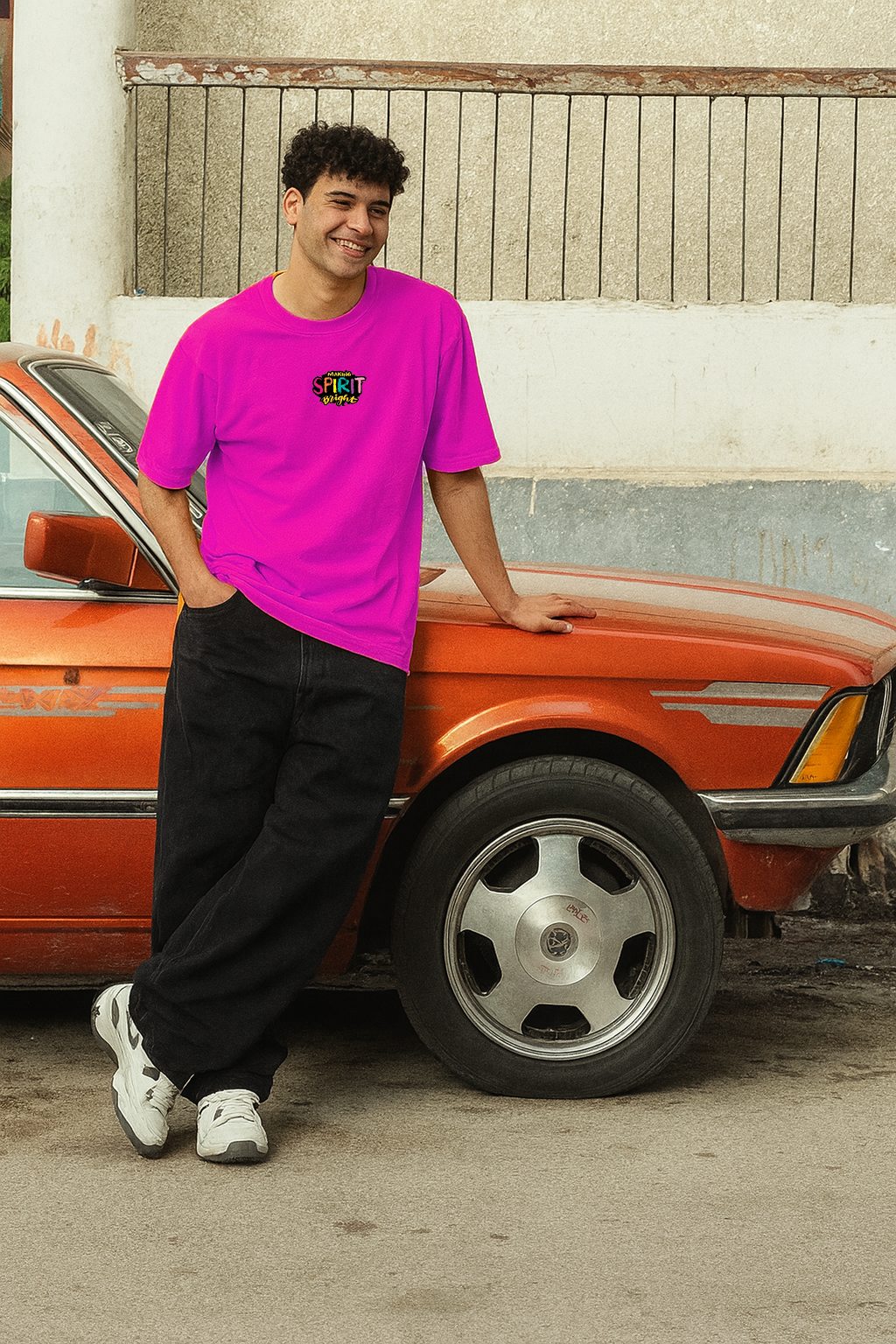 Men's Black 'MAKING SPRIT BRIGHT ' Graphic Oversized T-Shirt