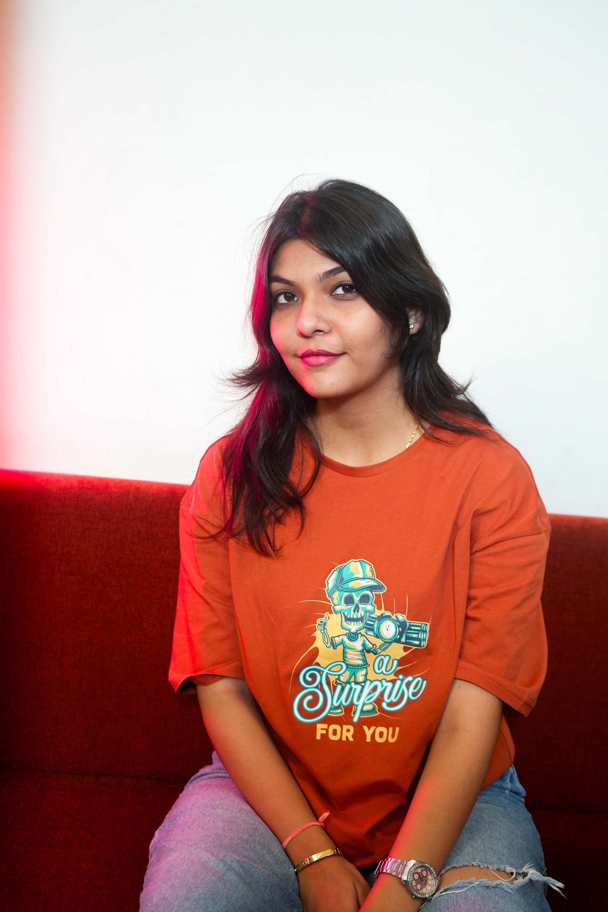 Bold & Playful: Graphic Orange Tee