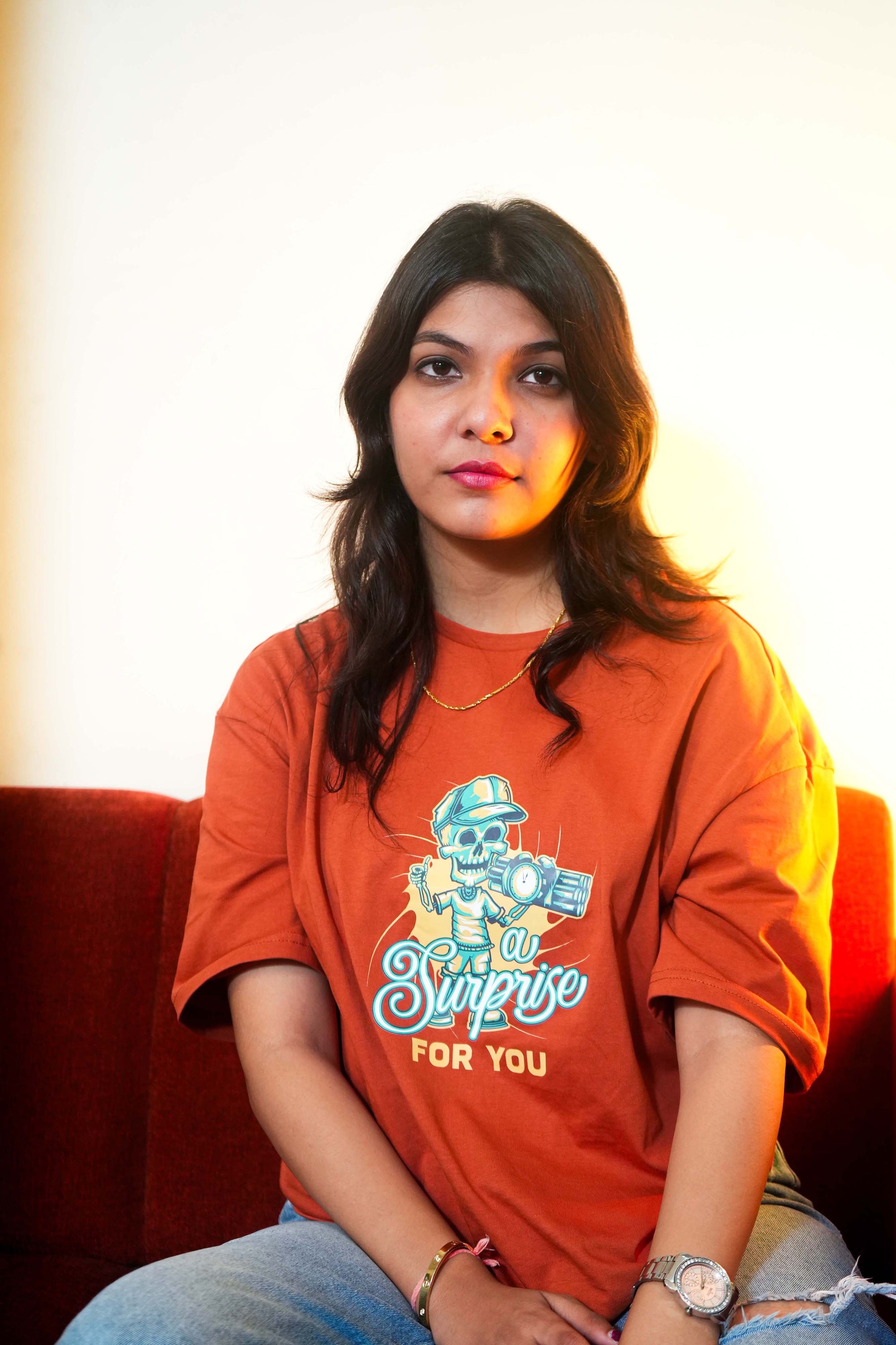 Bold & Playful: Graphic Orange Tee