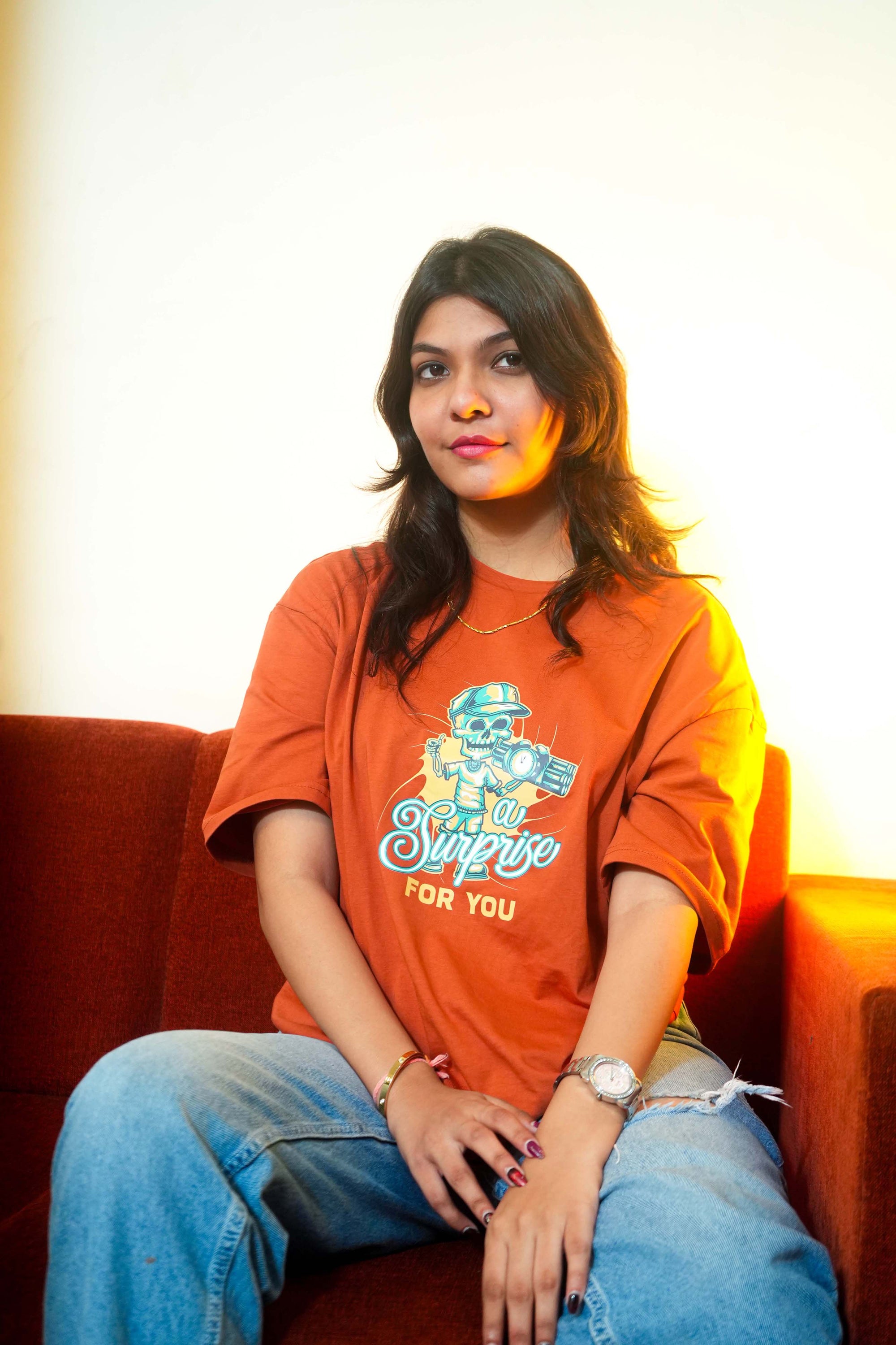 Bold & Playful: Graphic Orange Tee