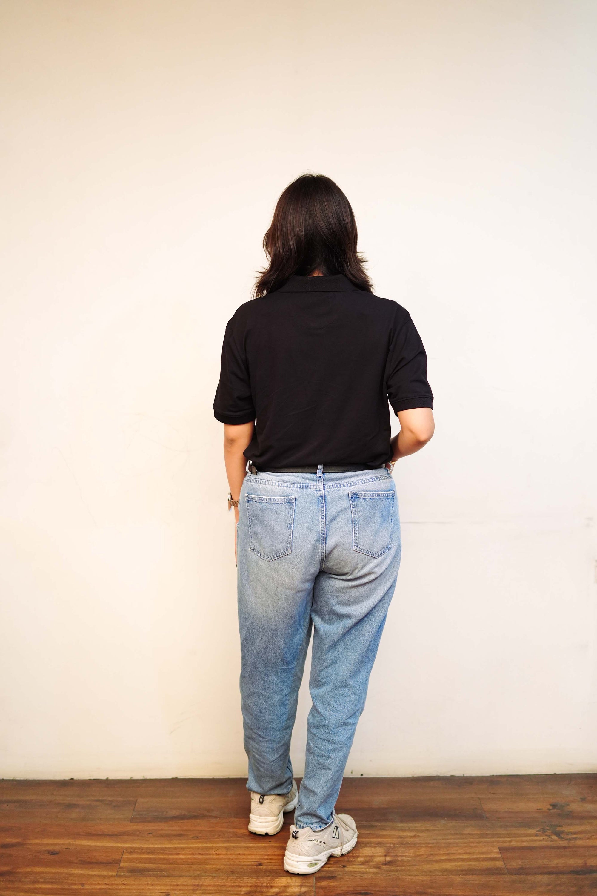 Women’s Black Polo T-Shirt – Regular Fit, Half Sleeve