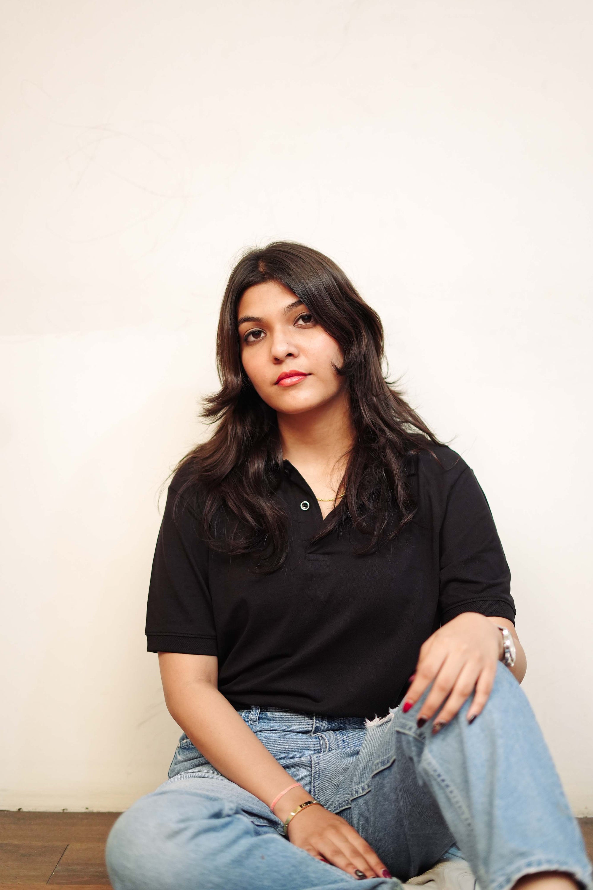 Women’s Black Polo T-Shirt – Regular Fit, Half Sleeve