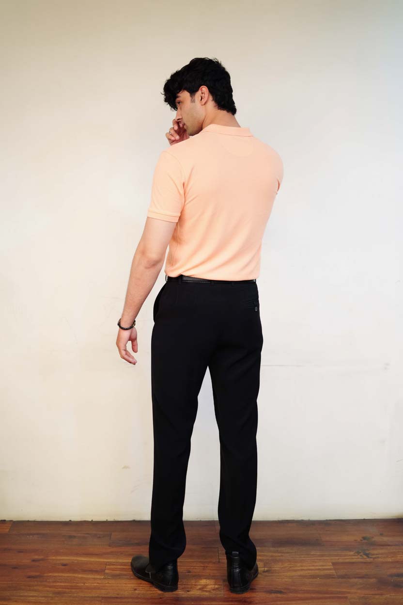 Men's Peach Polo T-Shirt - Regular Fit, Half Sleeve