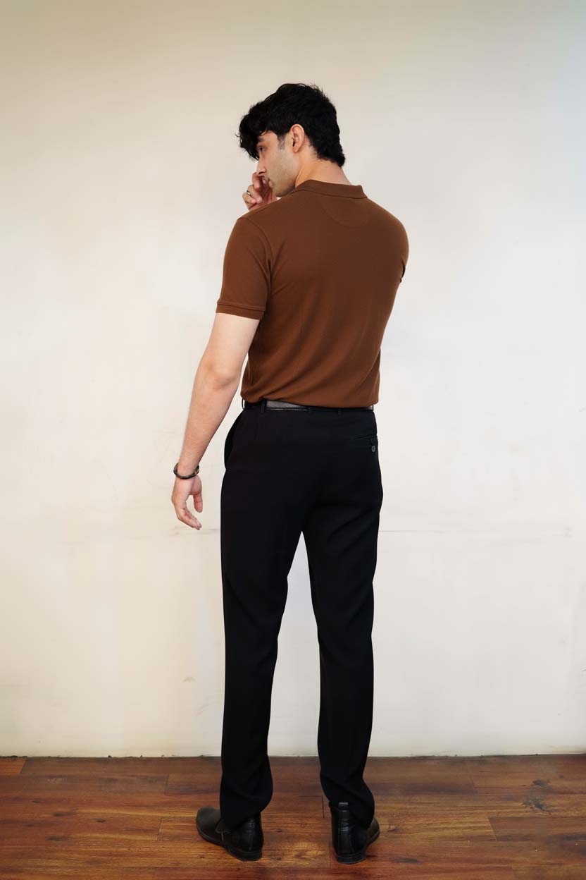 Men's Brown Polo T-Shirt - Regular Fit, Half Sleeve