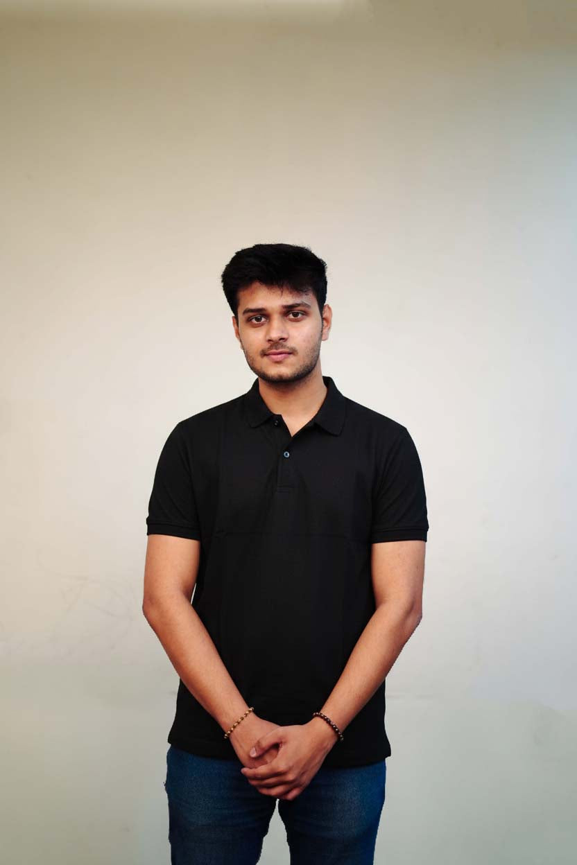 Men's Black Polo T-Shirt - Regular Fit, Half Sleeve