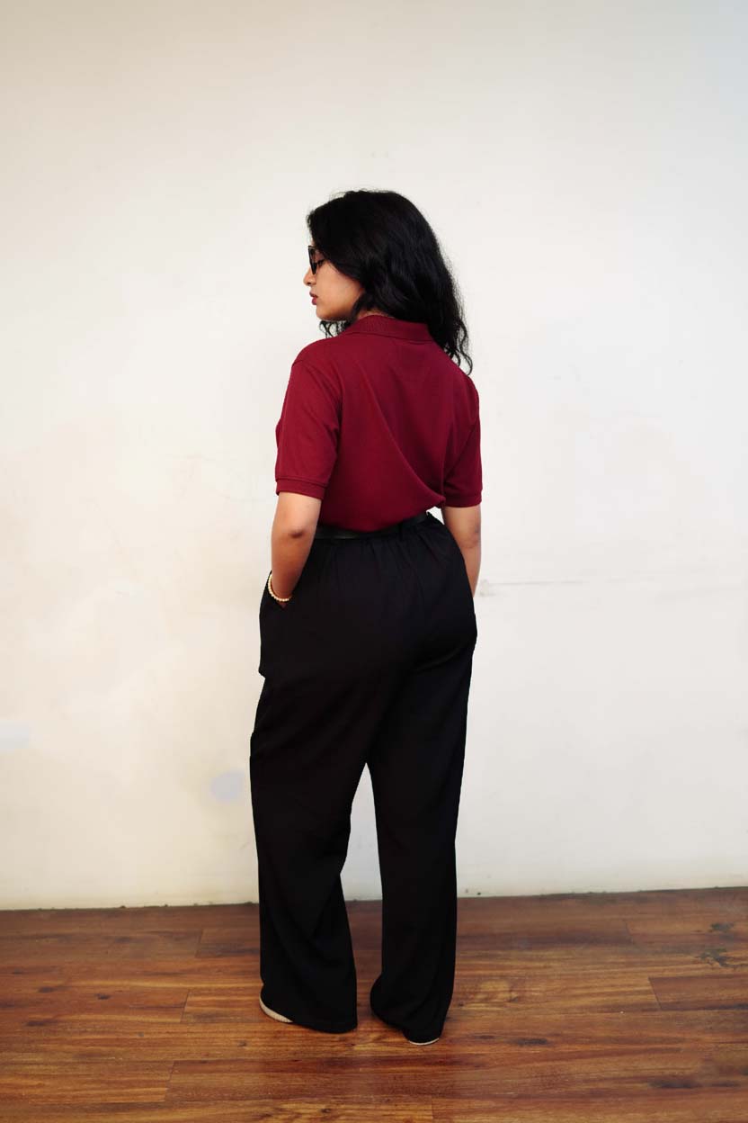 Women’s Maroon Polo T-Shirt – Regular Fit, Half Sleeve