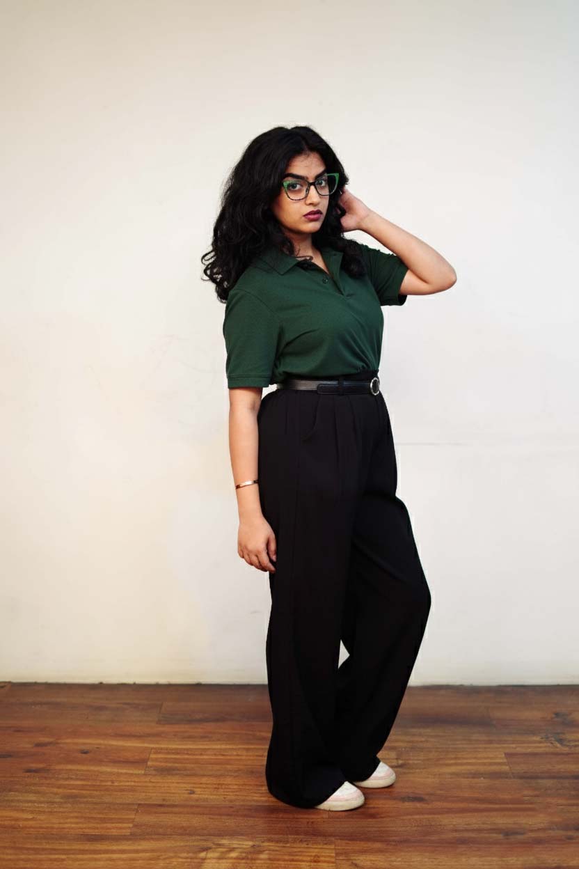 Women’s Dark Green Polo T-Shirt – Regular Fit, Half Sleeve