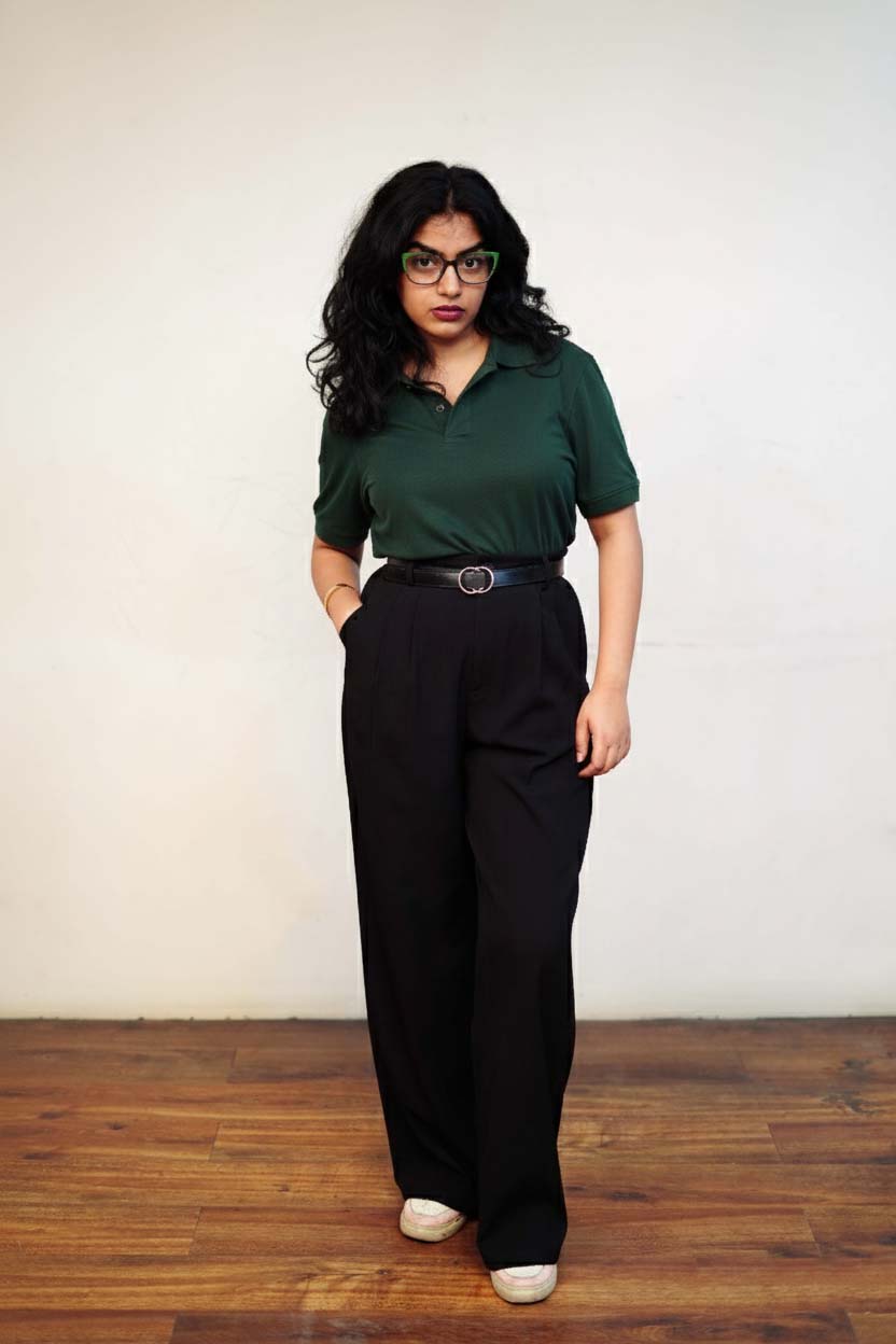 Women’s Dark Green Polo T-Shirt – Regular Fit, Half Sleeve