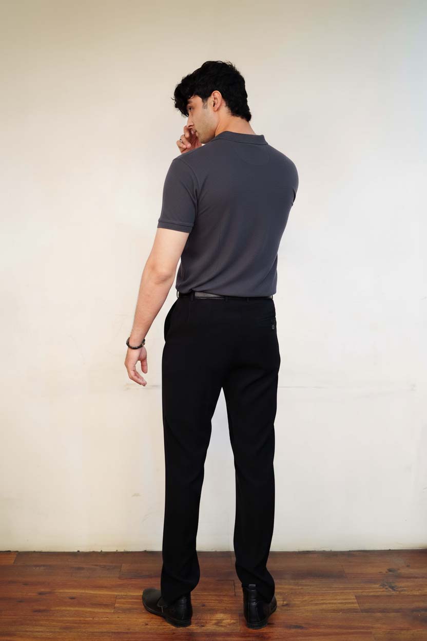 Men's Dark Grey Polo T-Shirt - Regular Fit, Half Sleeve