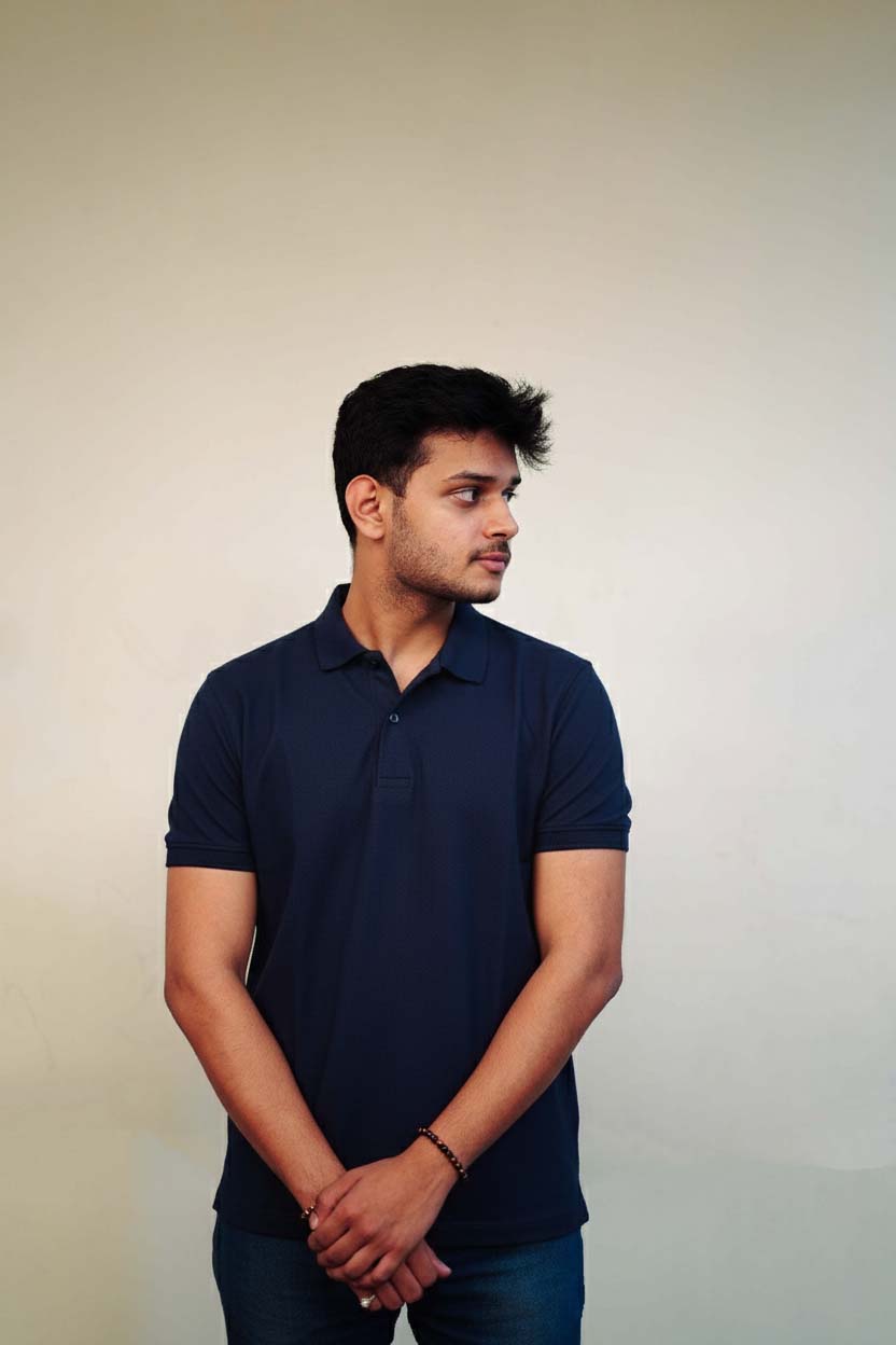 Men's Deep Navy Blue Polo T-Shirt - Regular Fit, Half Sleeve