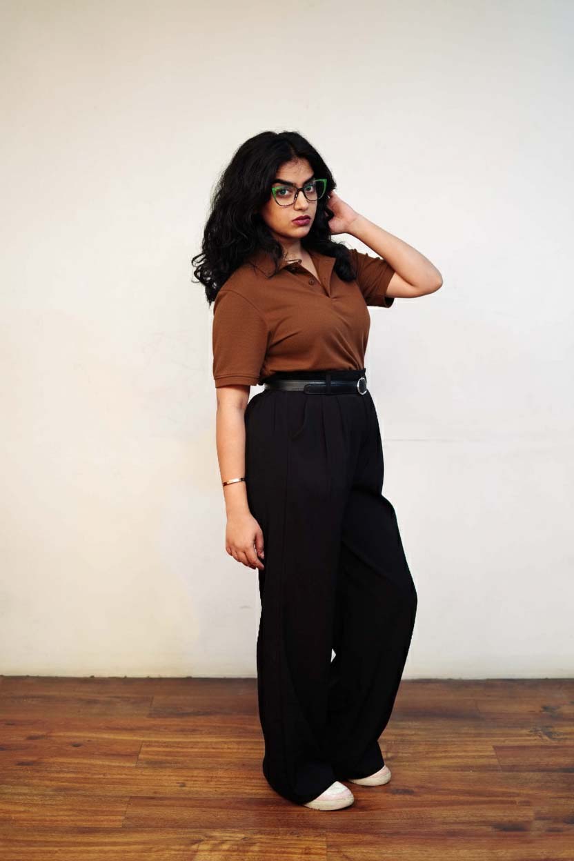 Women’s Brown Polo T-Shirt – Regular Fit, Half Sleeve