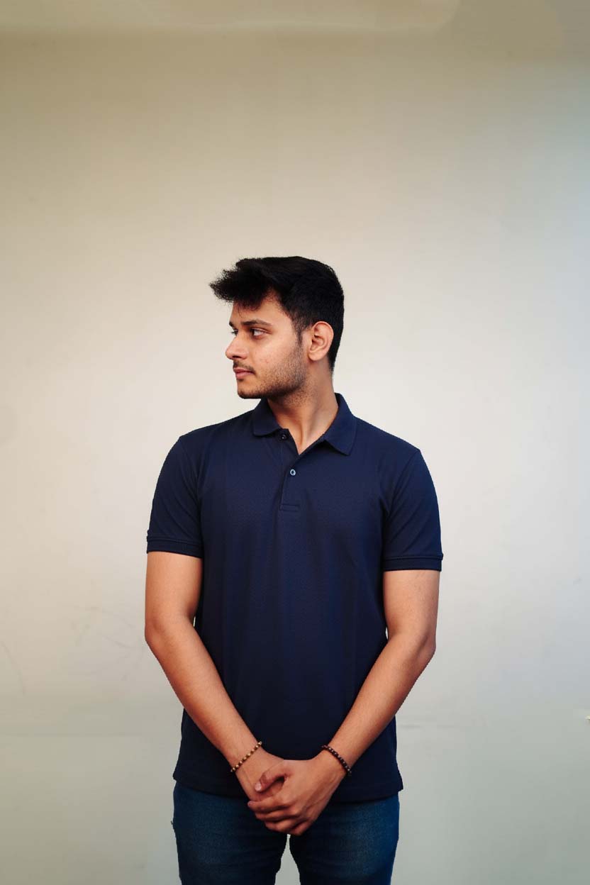 Men's Deep Navy Blue Polo T-Shirt - Regular Fit, Half Sleeve