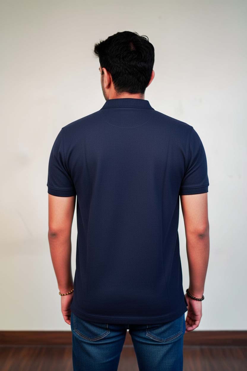 Men's Deep Navy Blue Polo T-Shirt - Regular Fit, Half Sleeve
