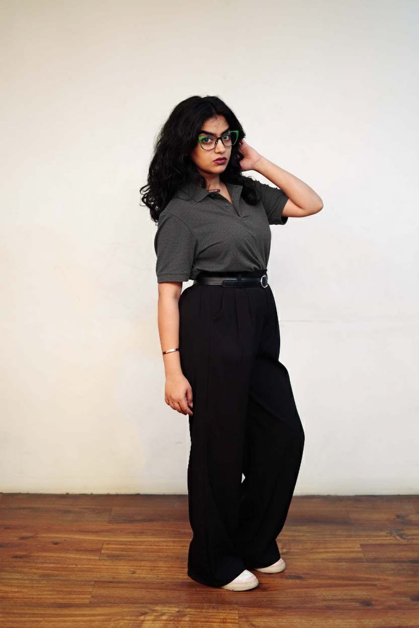 Women’s Dark Grey Polo T-Shirt – Regular Fit, Half Sleeve