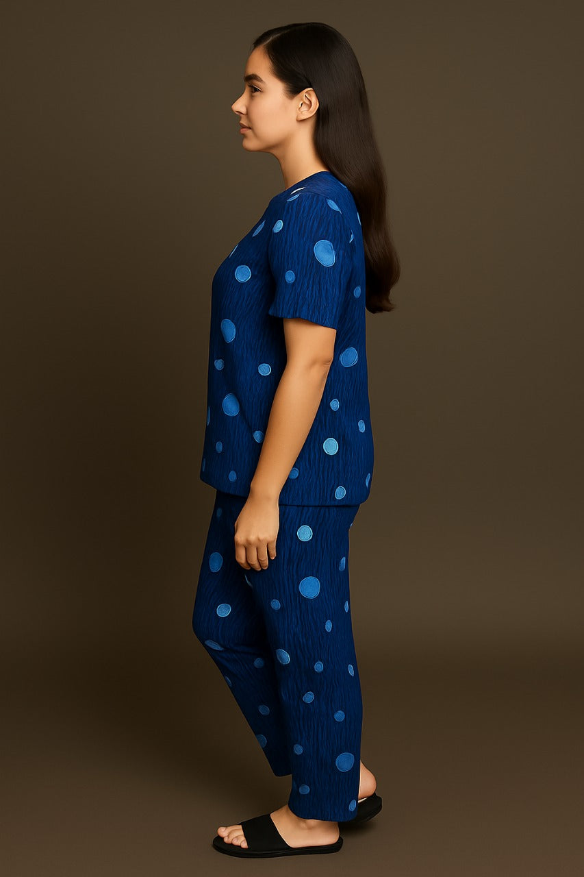 Navy Blue Polka Dot Co-ords Set