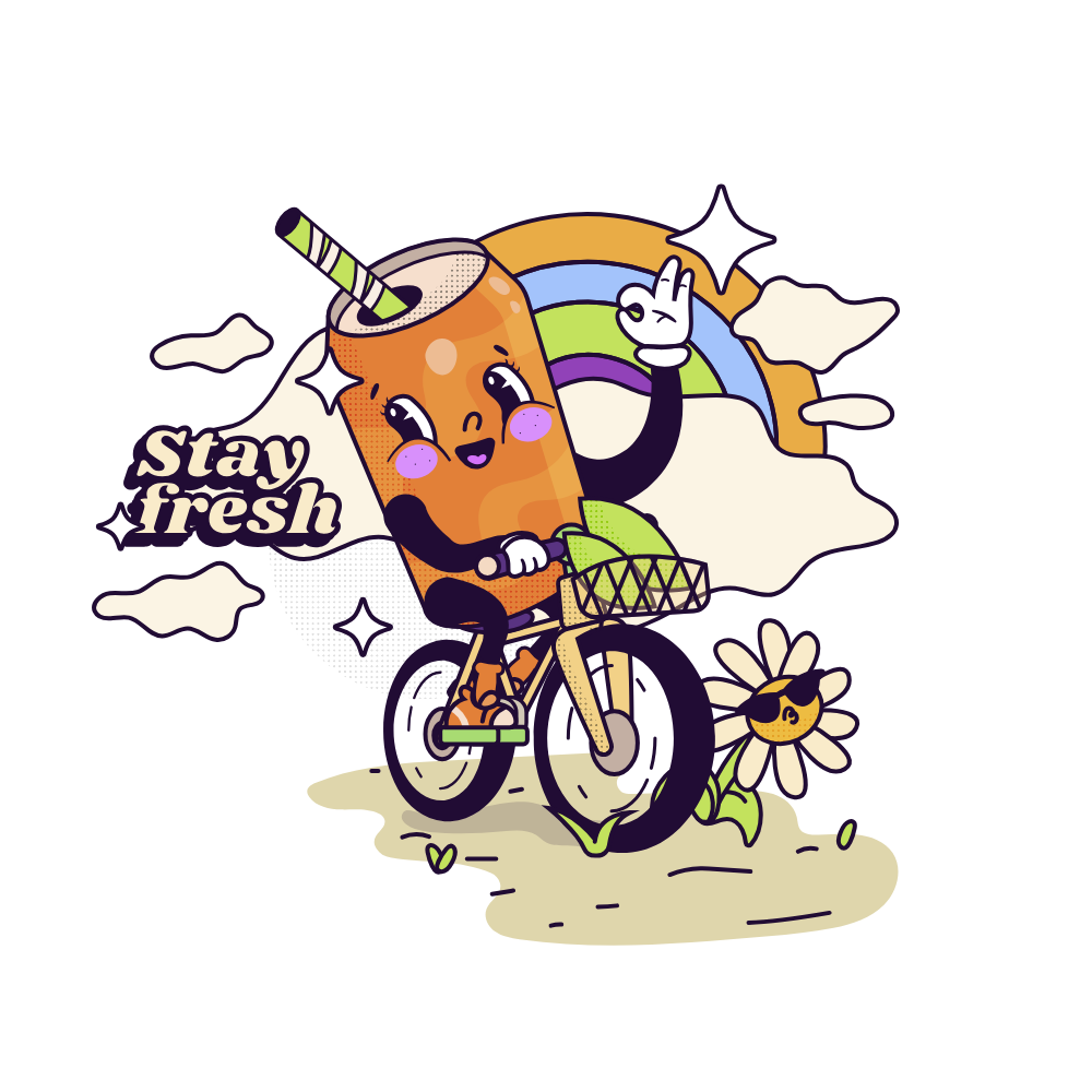 Men’s Oversized Graphic T-Shirt – “Stay Fresh” Cartoon Print