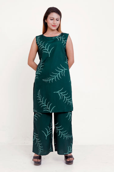GroHood Emerald Fern Co-ord Set – Sleeveless Tunic & Wide-Leg Pants