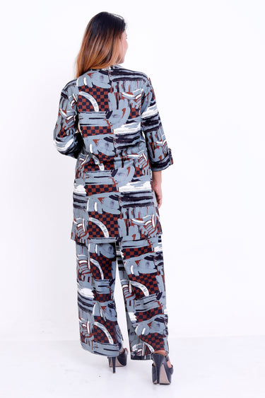 GroHood Urban Mosaic Co-ord Set – Abstract Printed Tunic & Straight-Leg Pants