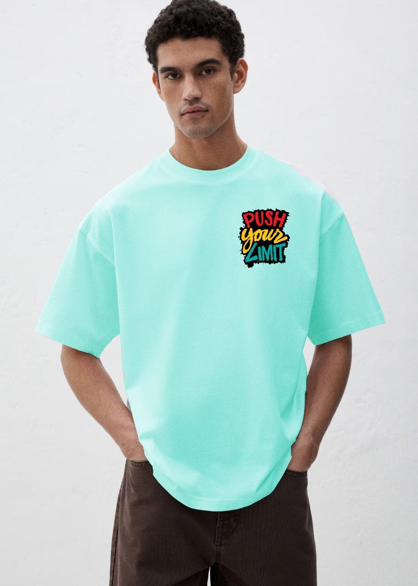 Push Your Limit Men's Oversized Tee – Aqua Mint