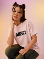 Women’s Baby Pink Relaxed Fit Graphic Printed T-Shirt | Casual Cotton Round Neck Streetwear Tee