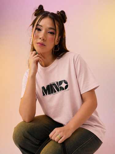 Women’s Baby Pink Oversized Graphic Printed T-Shirt | Casual Cotton Round Neck Streetwear Tee