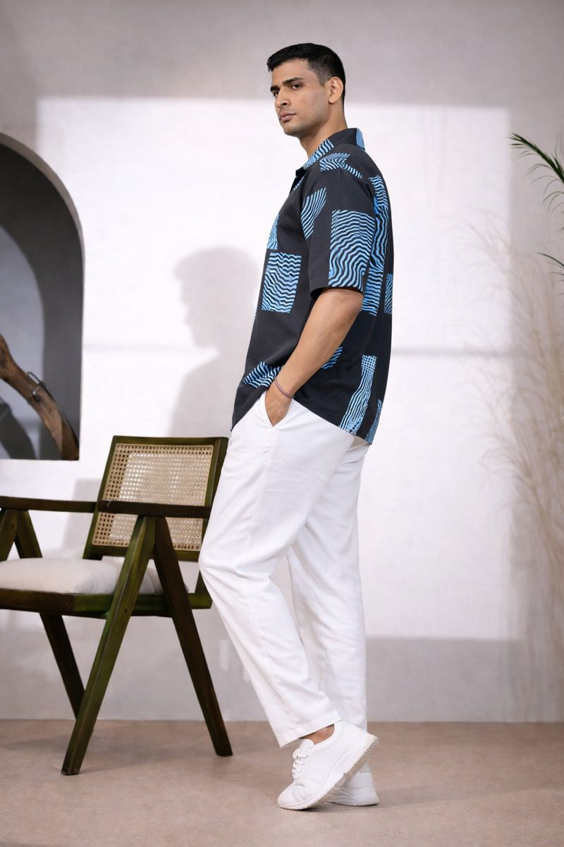 Men’s Black Abstract Print Shirt