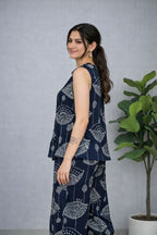 Navy Abstract Print Top & Pant Co-ord Set