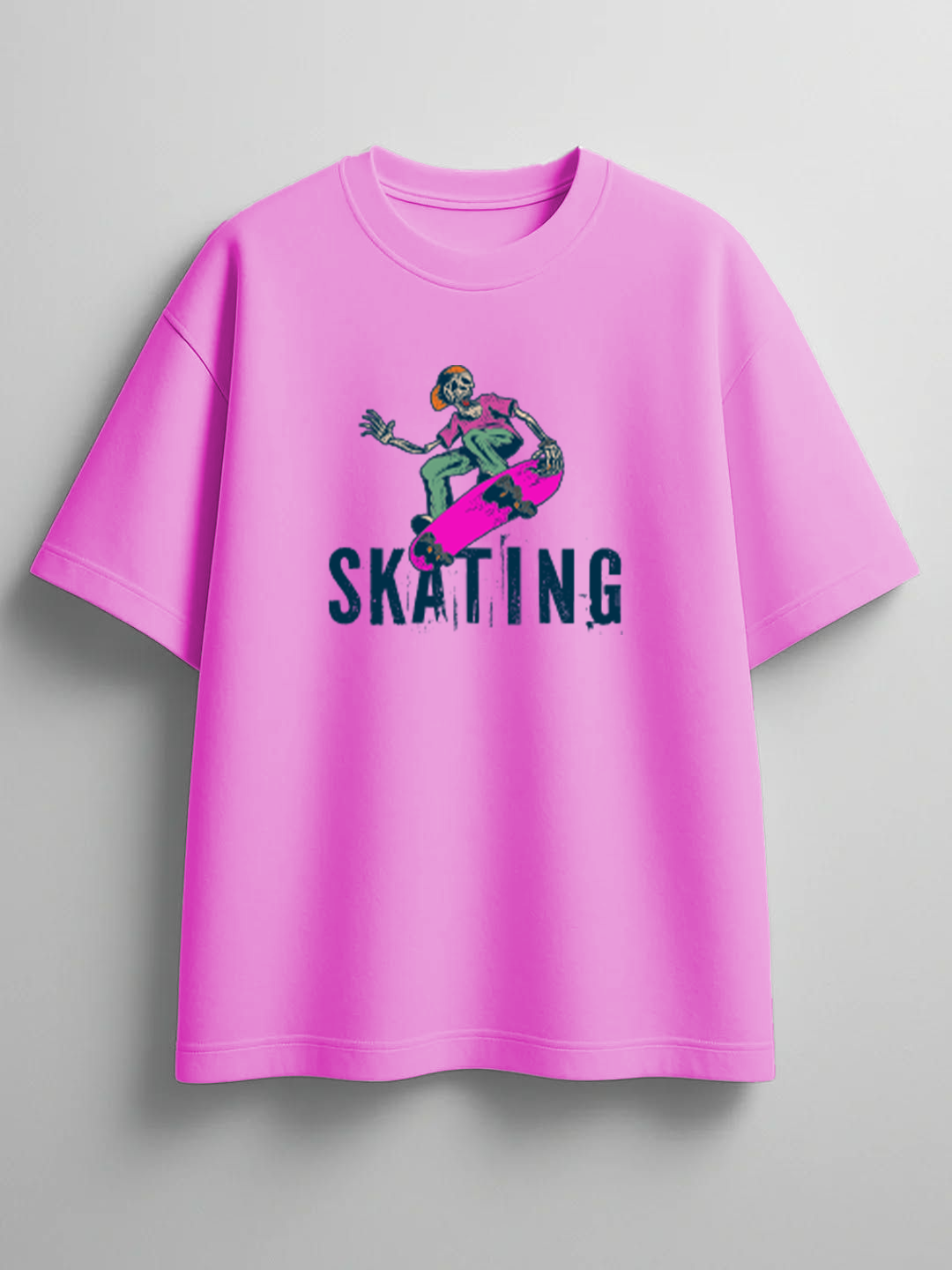 Men's Pink 'Skating Skeleton' Graphic T-Shirt