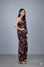 Maroon Abstract Print Top & Pant Co-ord Set