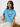 Women’s Sky Blue Oversized Graphic Printed T-Shirt | Casual Cotton Round Neck Tee