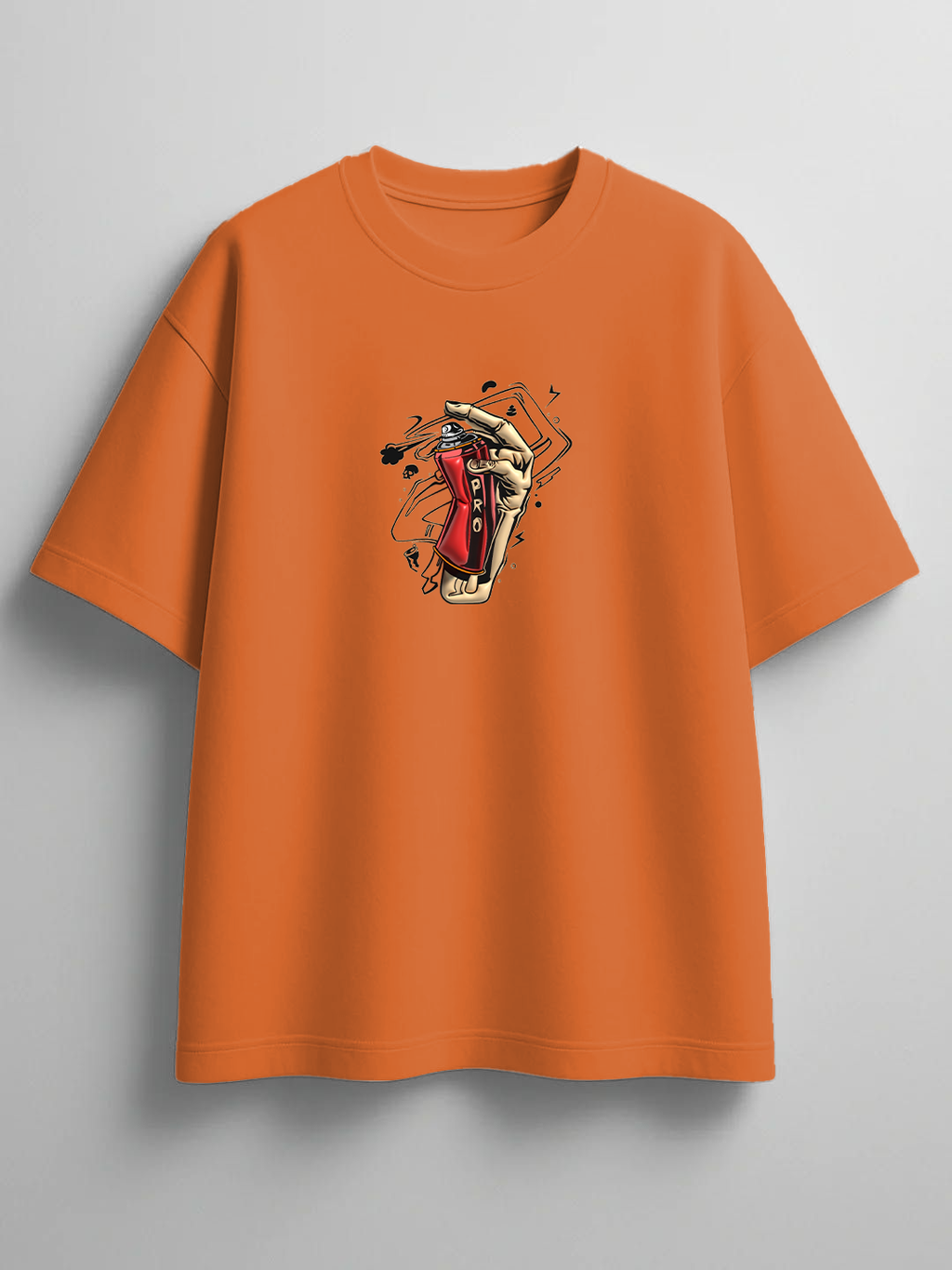 Men's White 'Spray Can Art' Graphic Oversized T-Shirt