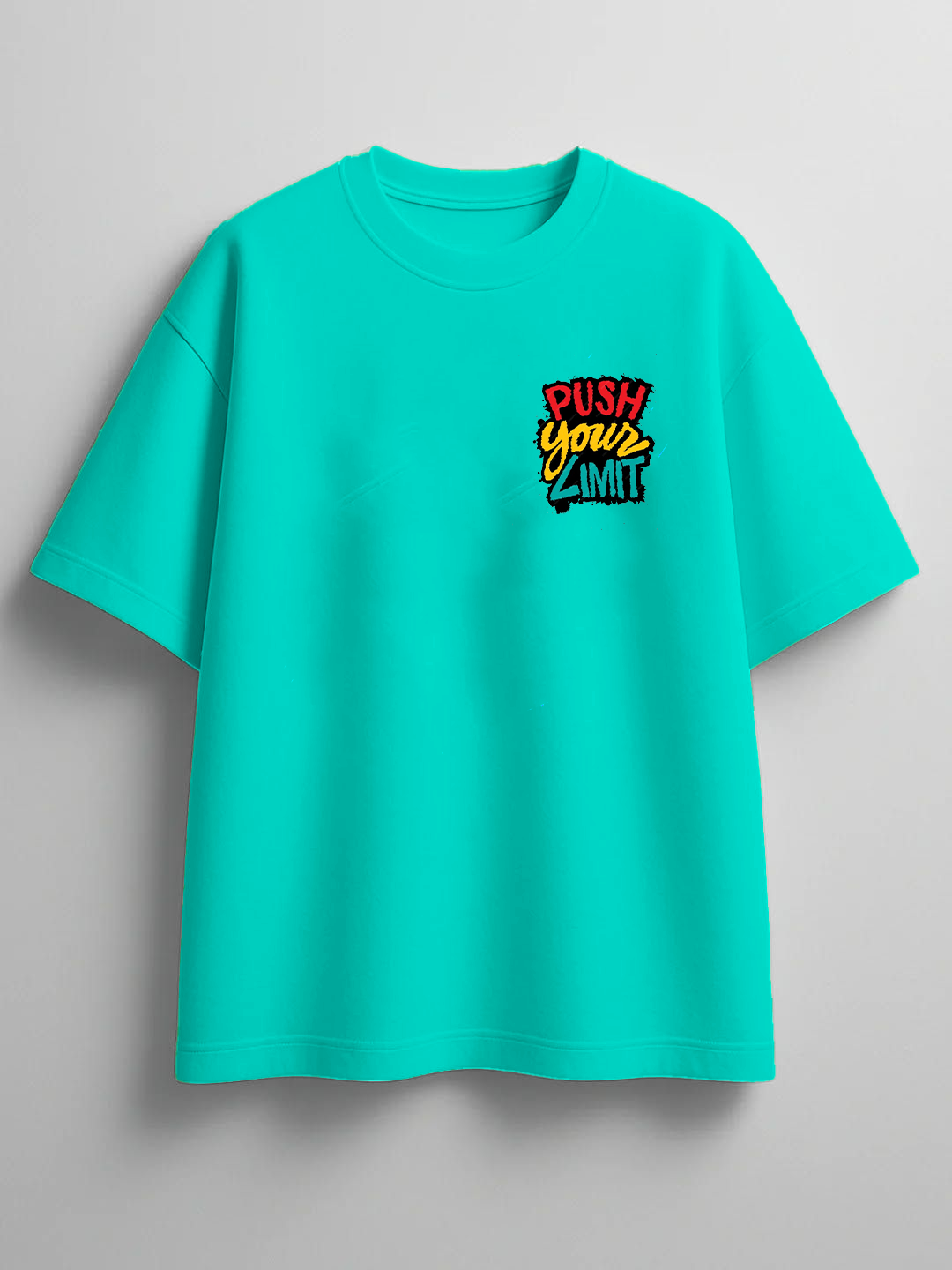 Push Your Limit Men's Oversized Tee – Aqua Mint