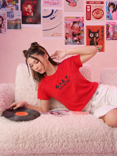 Women’s Orange Graphic Printed Crop T-Shirt | Casual Cotton Round Neck Statement Tee