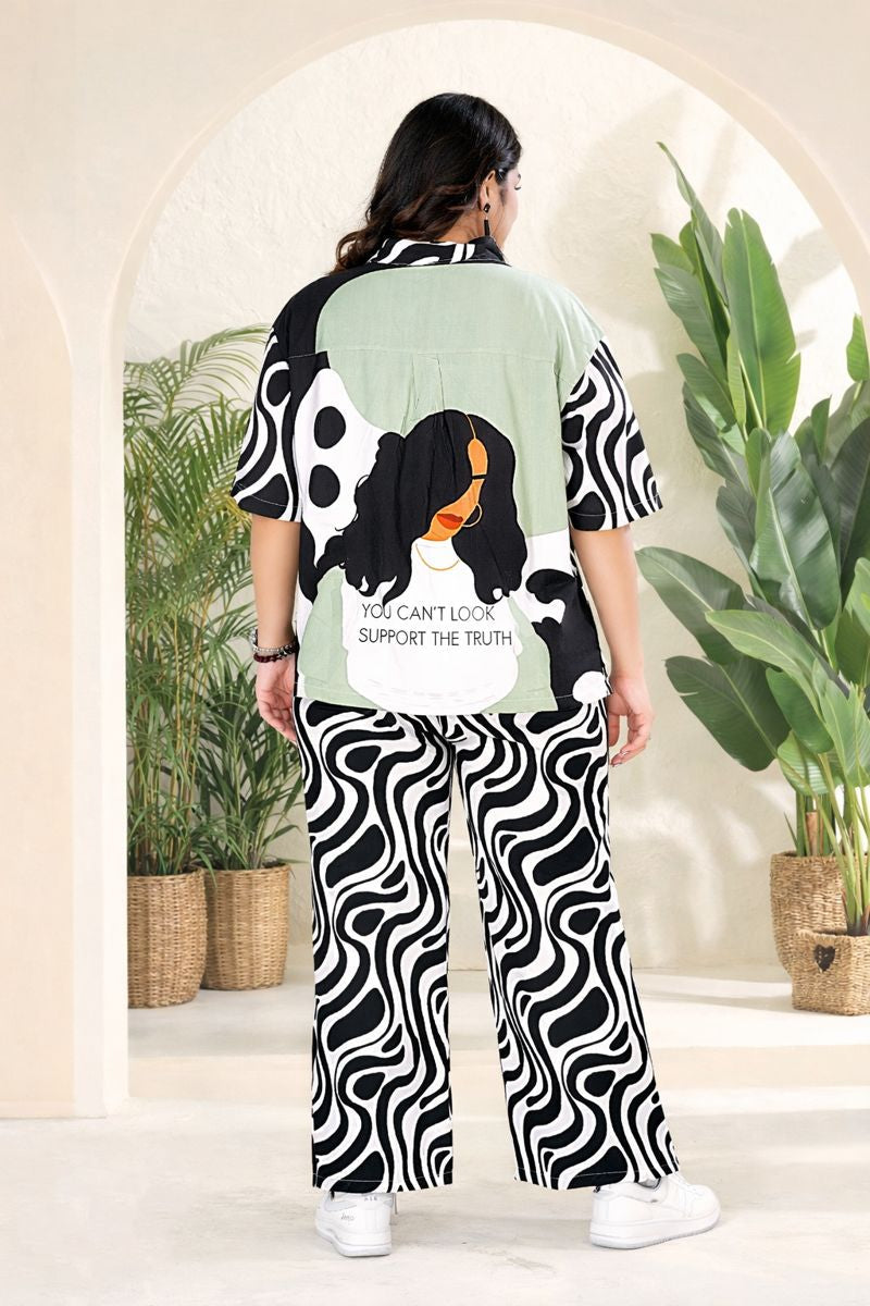 Black & White Zebra Print Shirt & Palazzo Co-ord Set
