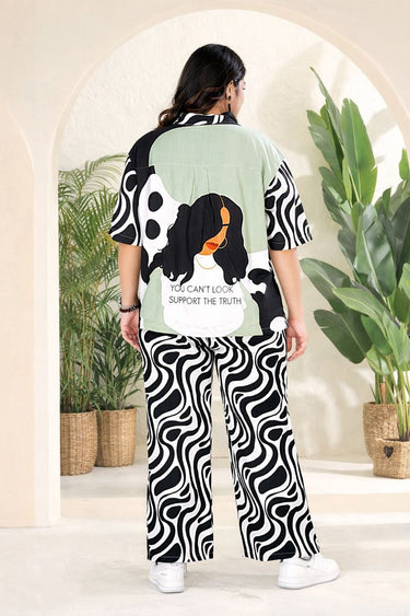 Black & White Zebra Print Shirt & Palazzo Co-ord Set